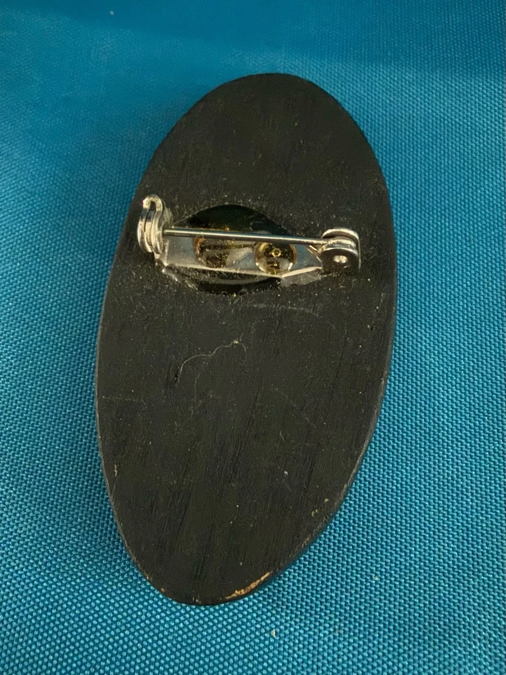 Handmade Carved Wooden Lighthouse Oval Brooch - Brown